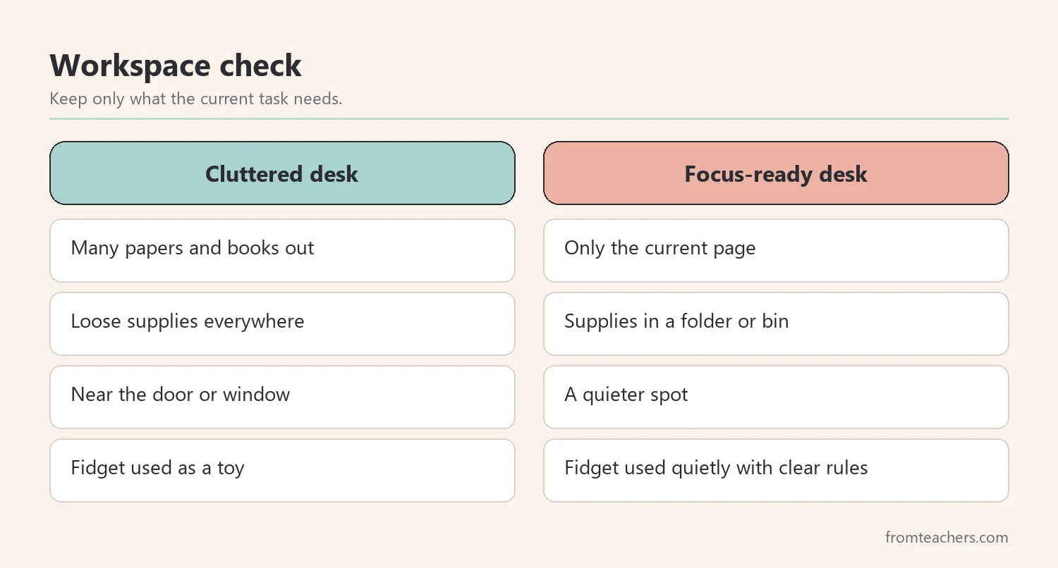 Comparison of a cluttered workspace and a focus-ready workspace