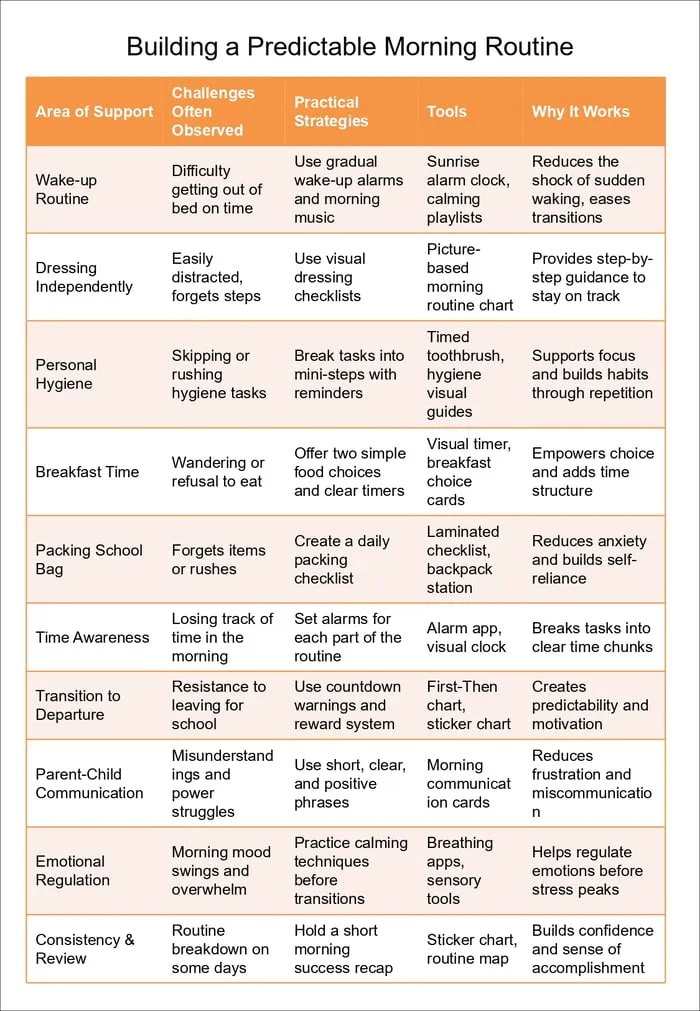ADHD morning routine printable pages preview