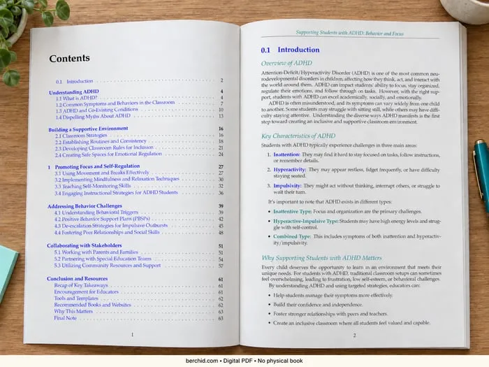 ADHD Strategies for Teachers: Classroom Behavior & Focus Support Guide printable pages preview