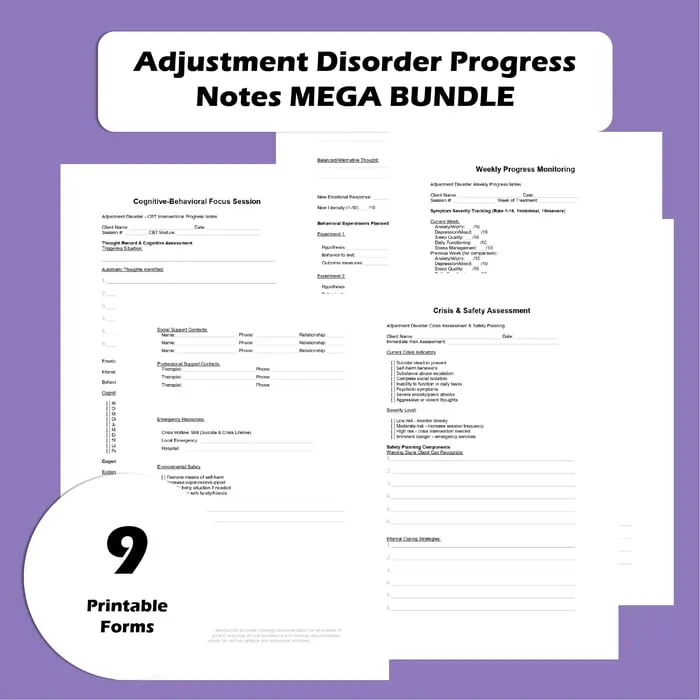 adjustment disorder progress notes resource cover