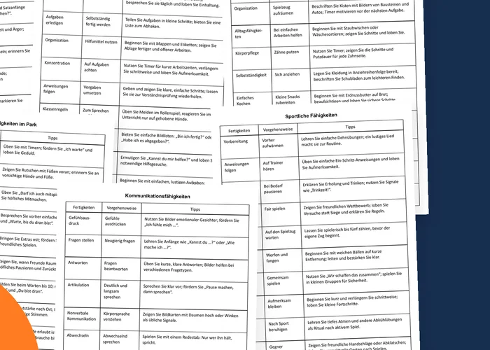 Alltagskompetenzen fördern Vorschau der Tabellen