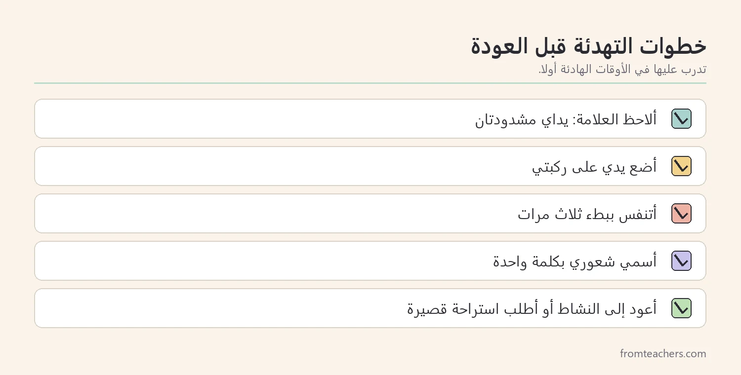قائمة تحقق لتهدئة الطفل قبل العودة إلى النشاط الجماعي