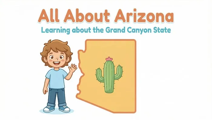 Arizona state study slides cover with Arizona facts for kids