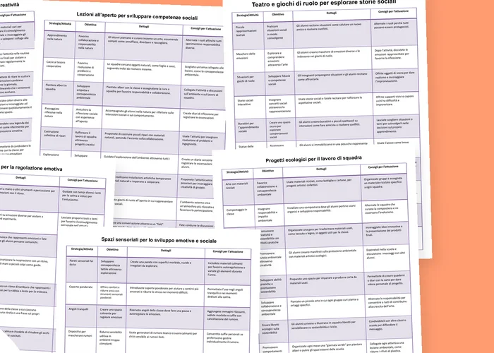 Anteprima delle pagine stampabili con tabelle di attività di regolazione emotiva