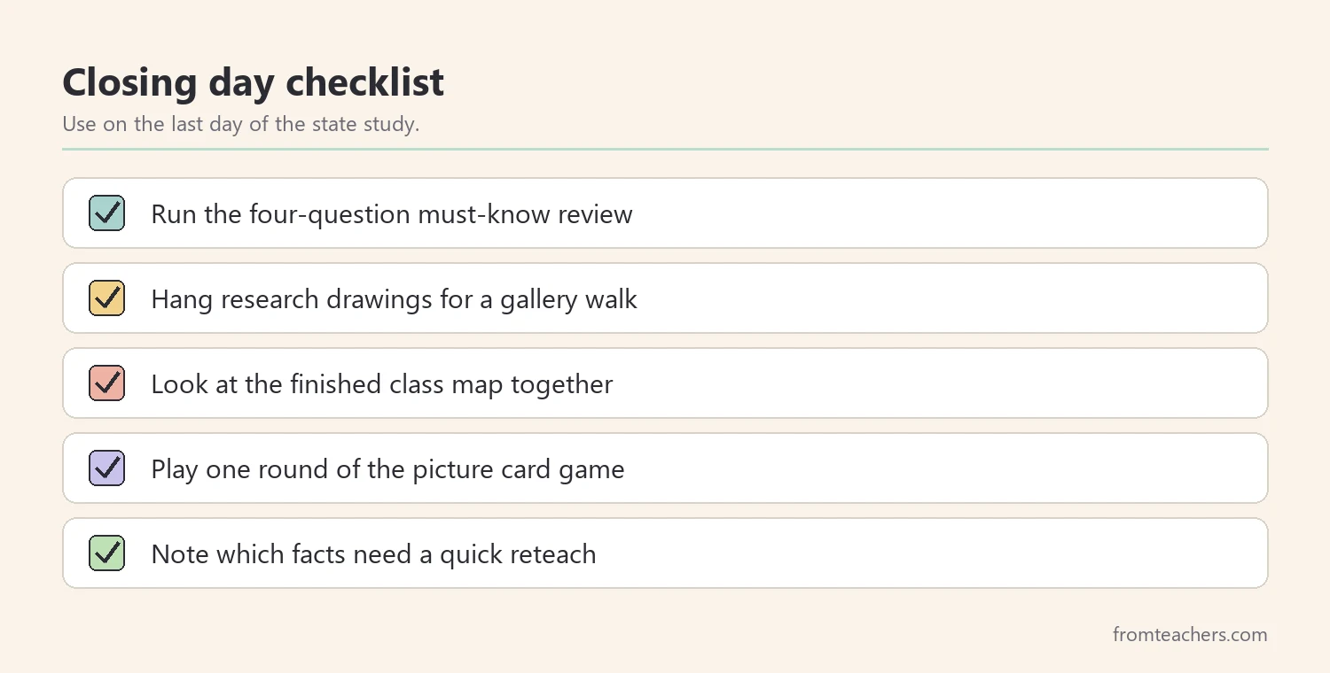 Checklist of items for a California study closing day