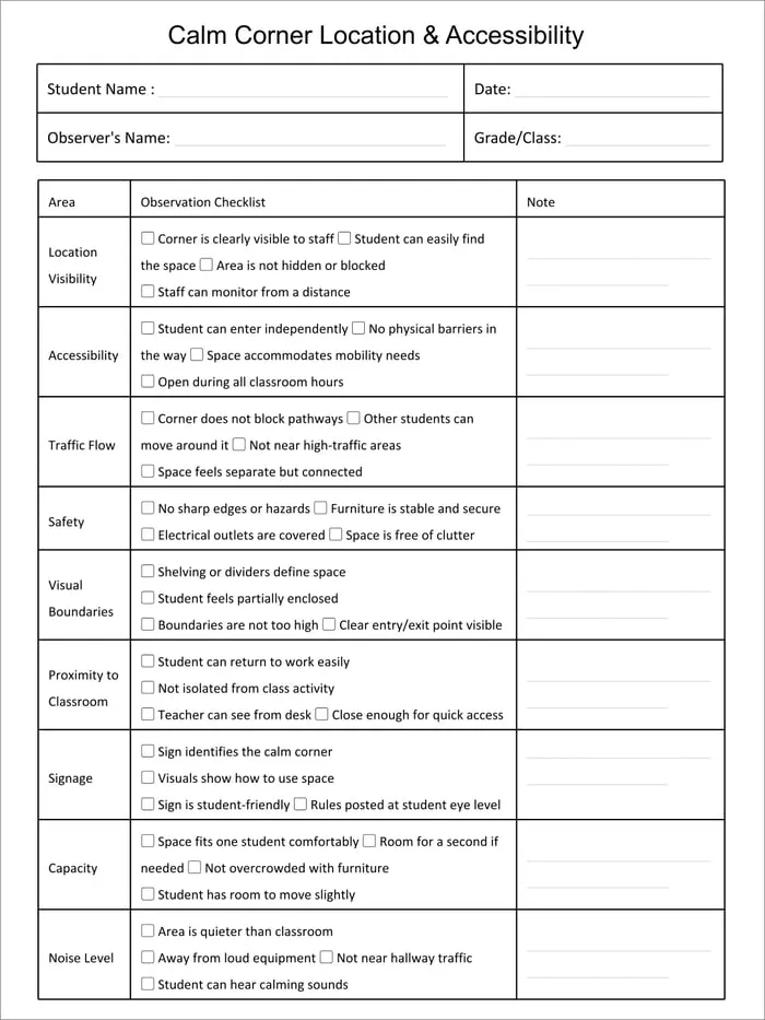 calm corner setup resource cover