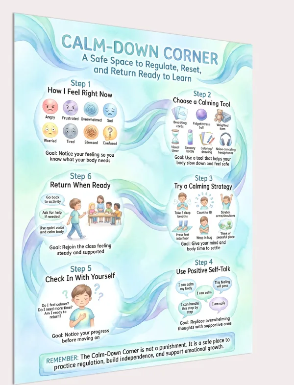 calm down corner routine poster preview