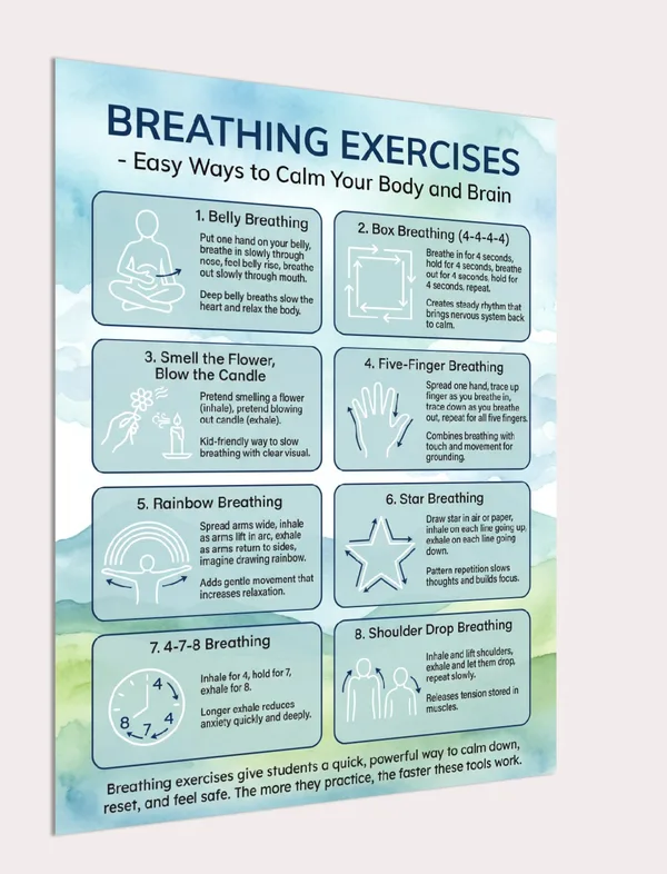 calming breathing techniques poster preview