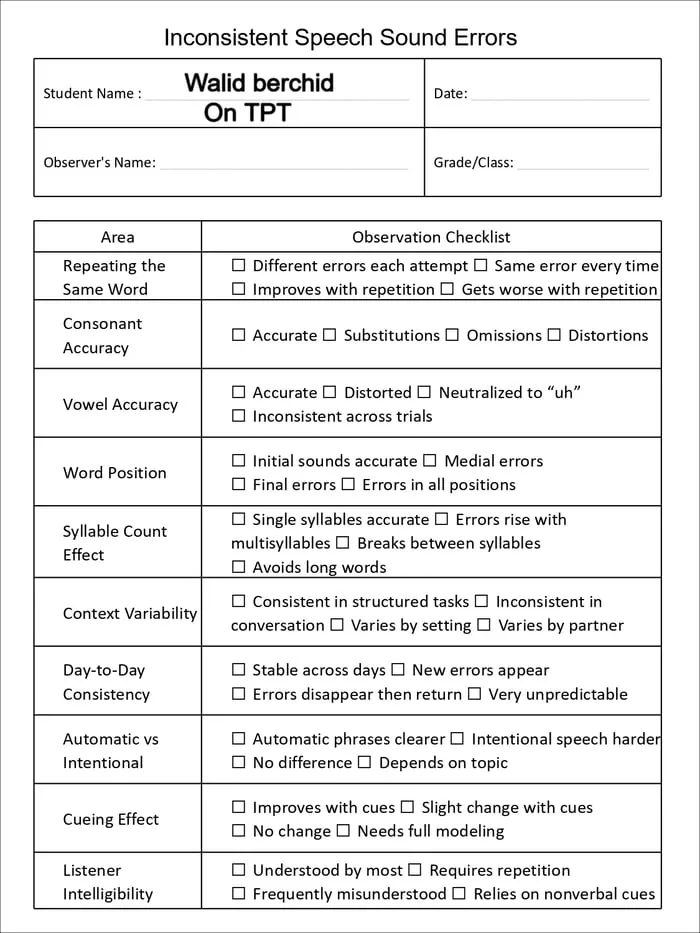 childhood apraxia of speech printable pages preview