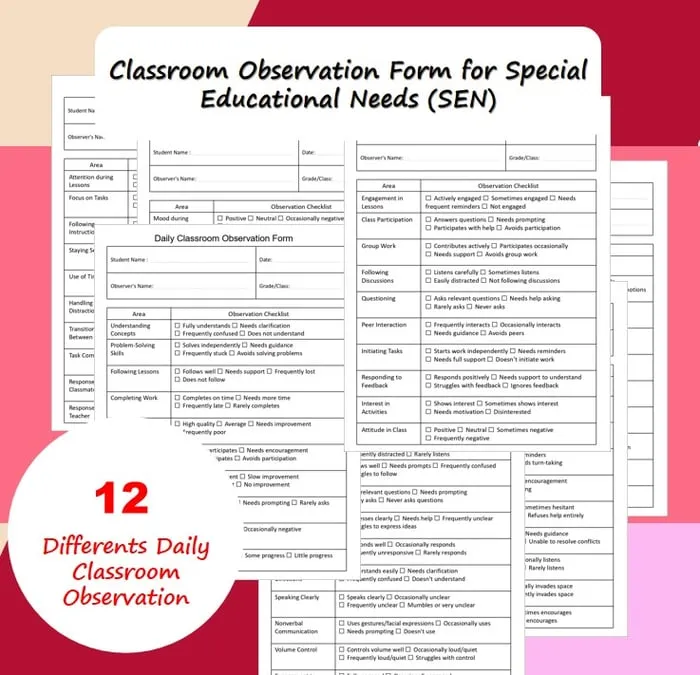 classroom behavior checklist resource cover