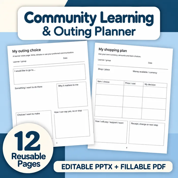Community Learning and Outing Planner resource cover with sample planning pages