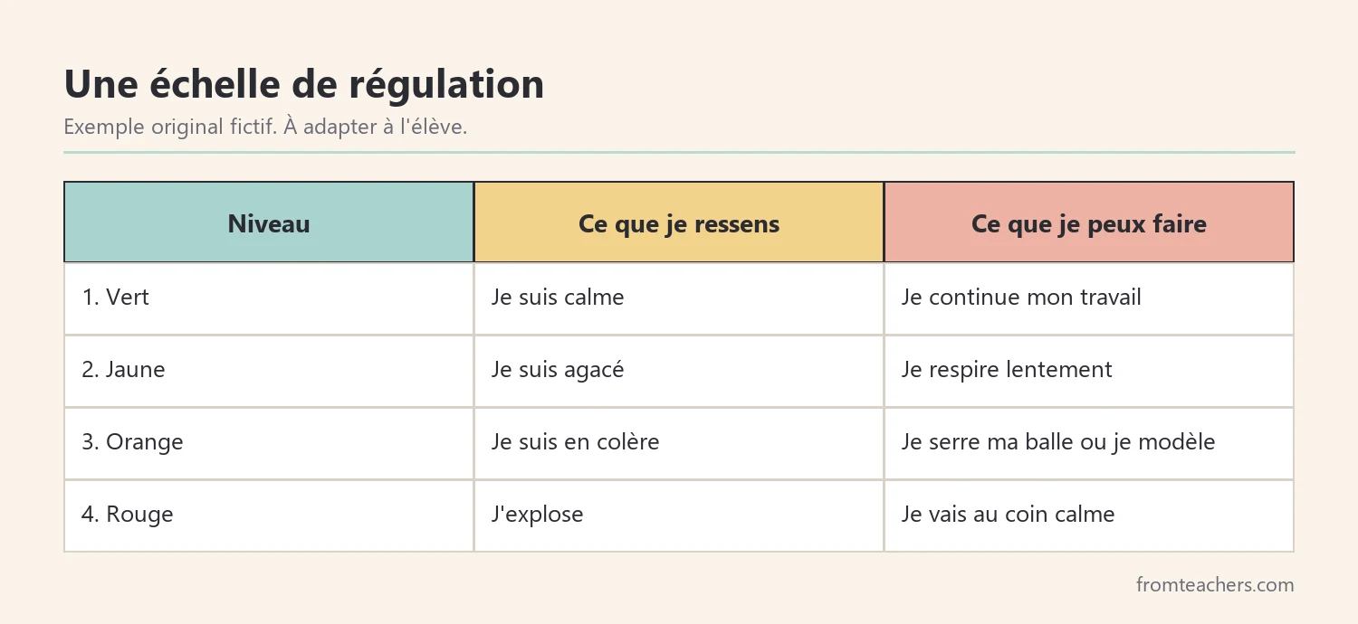 Échelle de régulation à quatre niveaux avec une action associée à chaque niveau