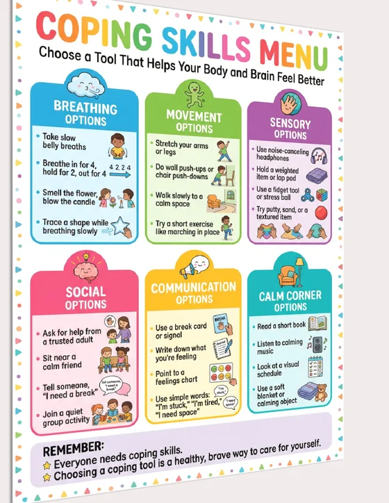 coping skills menu poster preview