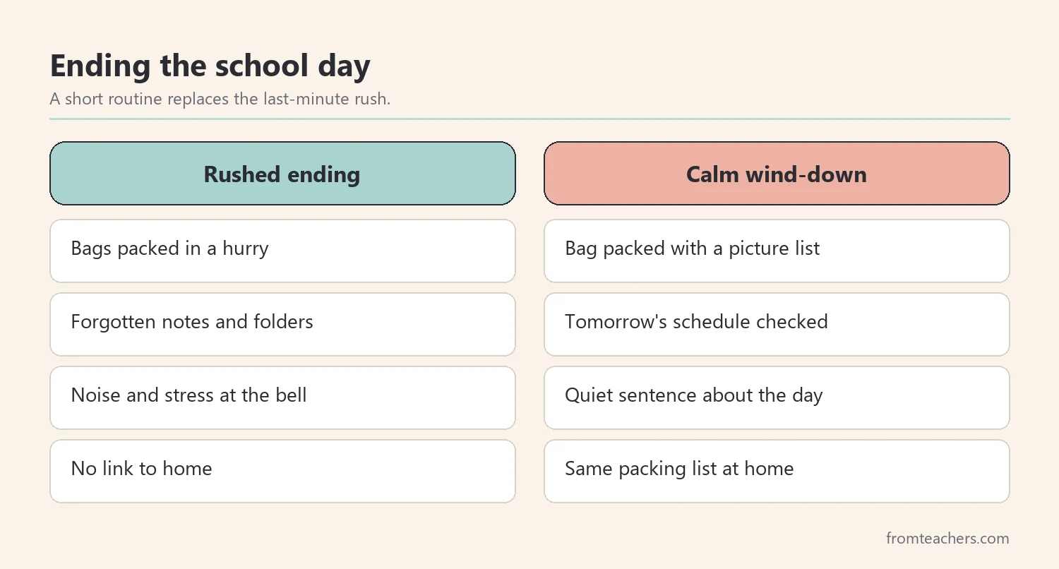 Comparison of a rushed end of day and a calm wind-down routine