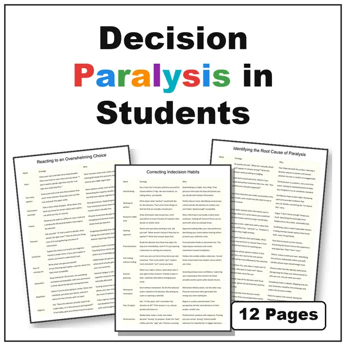 decision paralysis in students resource cover