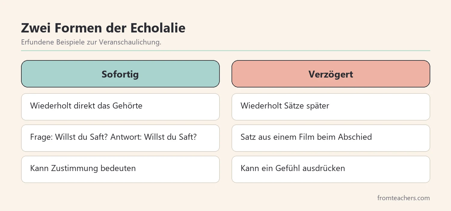 Vergleich zwischen sofortiger und verzögerter Echolalie mit Beispielen