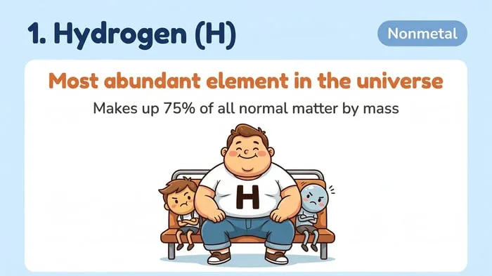 Preview of an element slide with symbol, atomic number, category, and a kid-friendly fact