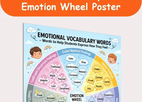 emotion wheel for kids printable pages preview