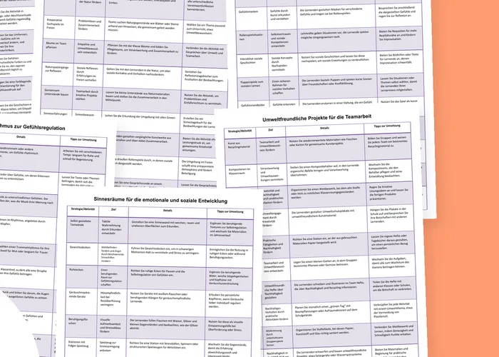 Emotionsregulation im Unterricht Vorschau der Tabellen