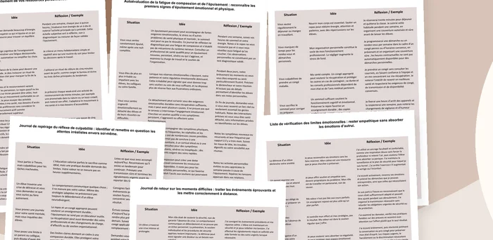 Aperçu des tableaux de réflexion sur la fatigue et les limites des enseignants