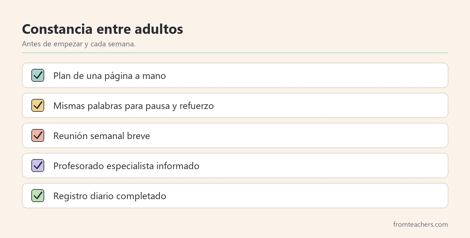 Lista de comprobación para aplicar una intervención de forma constante entre adultos