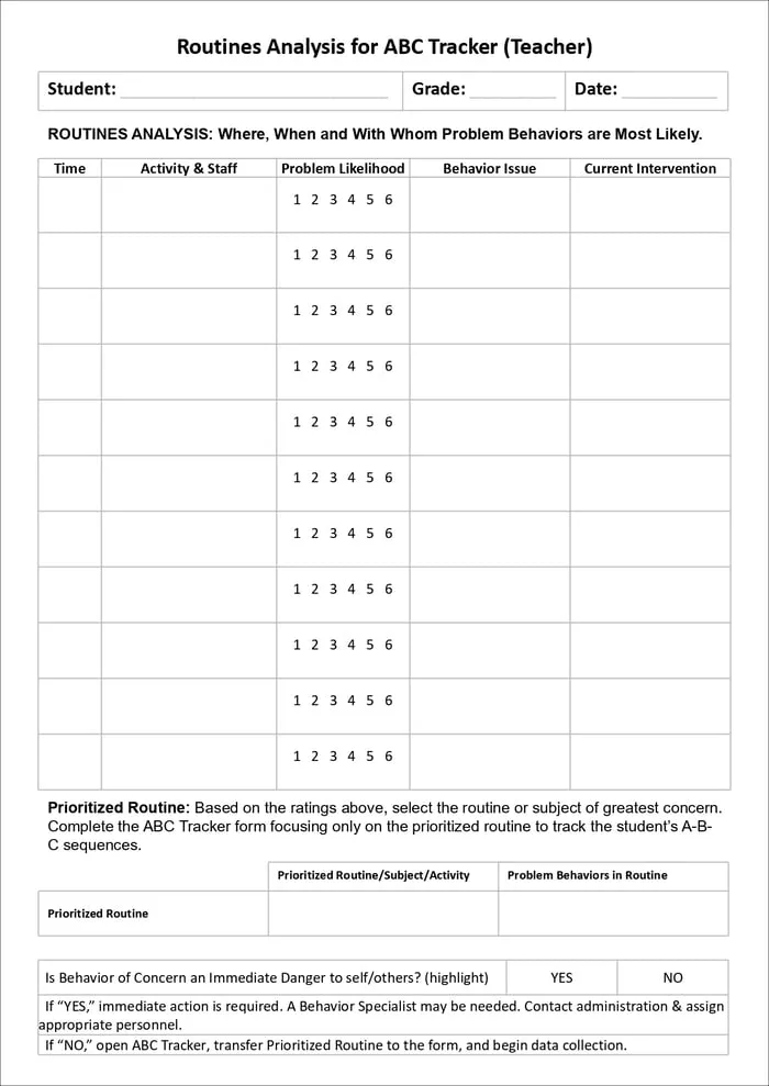 FBA routines analysis printable pages preview