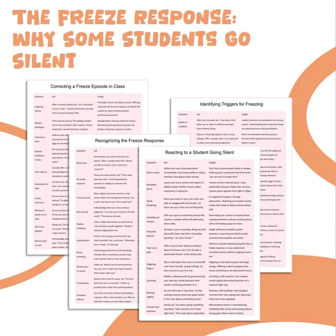 freeze response in students resource cover