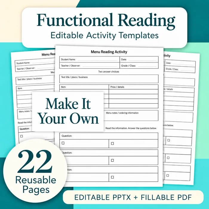 functional reading activities resource cover