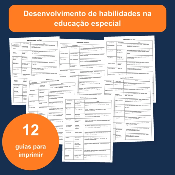 Capa do material de habilidades de vida diária com 12 tabelas e 120 habilidades