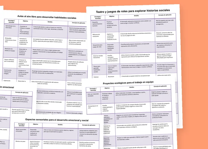 Vista previa de las tablas imprimibles de habilidades sociales en educación especial