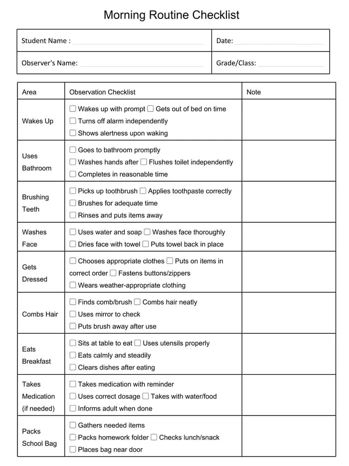 home routine checklist printable pages preview