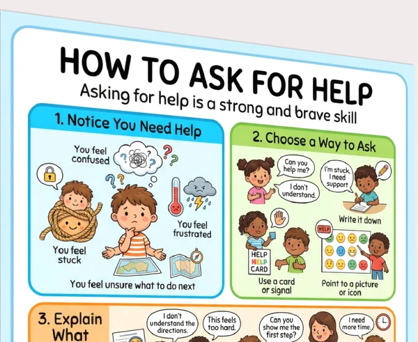 how to ask for help printable pages preview