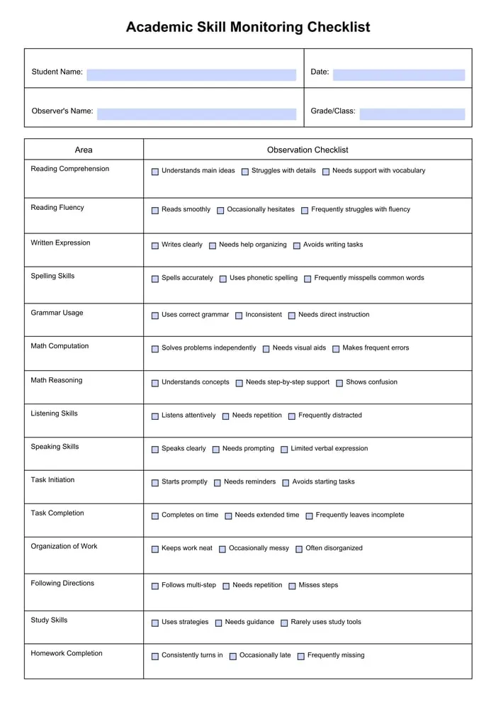 IEP skills checklist resource cover