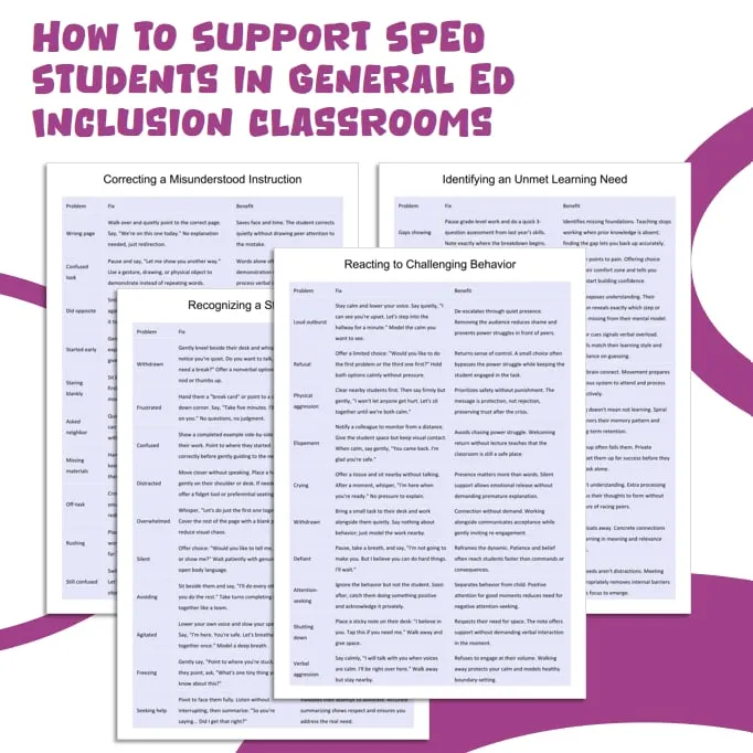 Inclusion classroom toolkit cover for supporting SPED students in general education