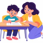 Student erasing an answer and trying again while learning from mistakes in class