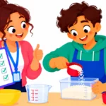 Student practicing tasks from a life skills checklist in a classroom kitchen
