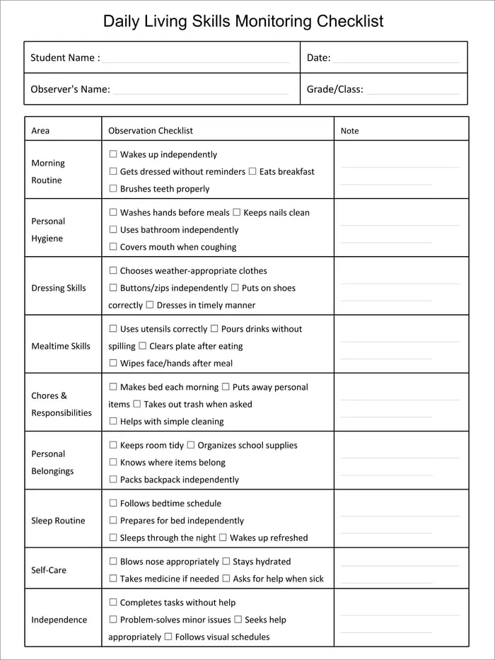 life skills checklist resource cover
