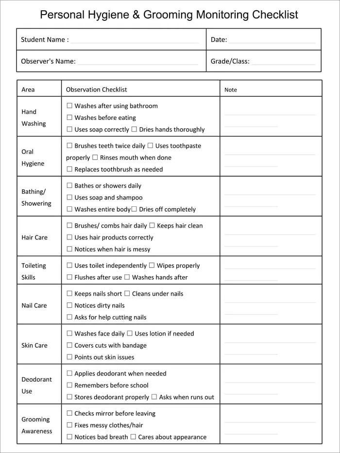 life skills checklist printable pages preview