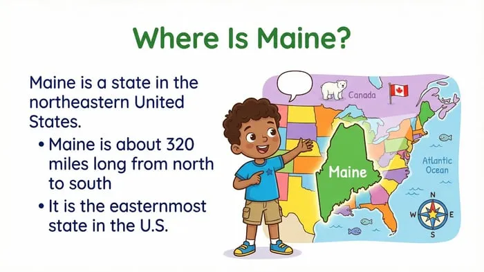 Maine facts for kids printable pages preview