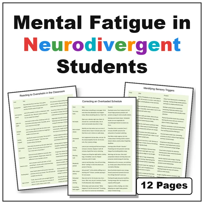 mental fatigue in students printable pages preview