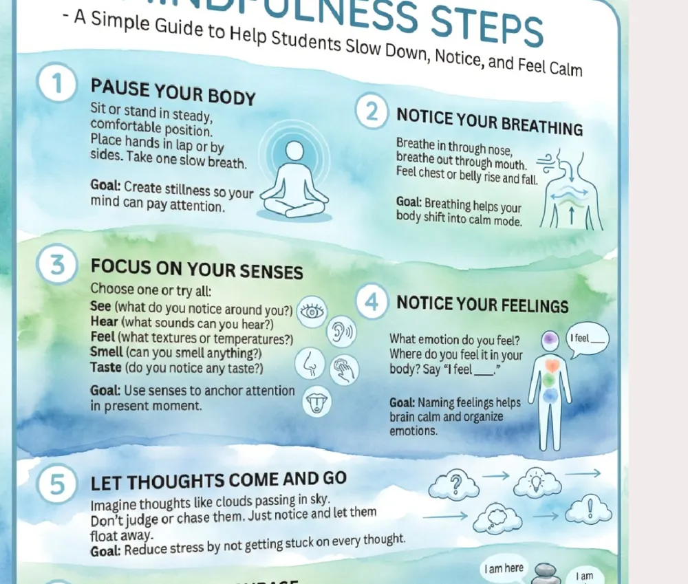 mindfulness steps printable pages preview