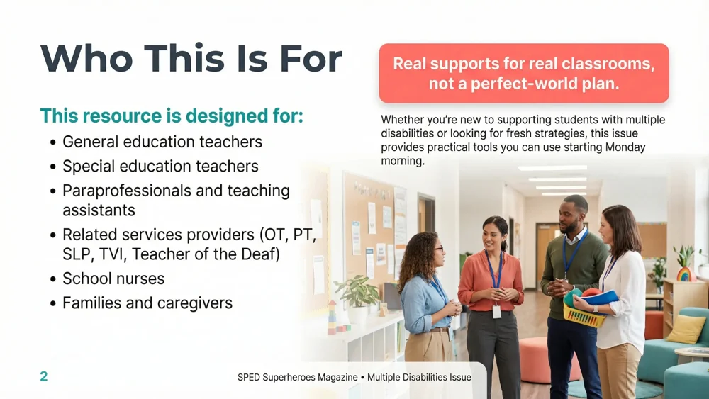 Inside page of the multiple disabilities support magazine