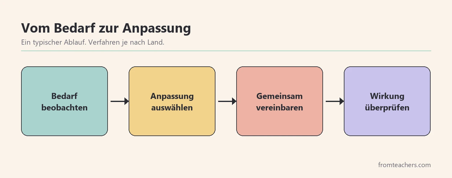 Ablauf vom Bedarf über die Vereinbarung bis zur Überprüfung eines Nachteilsausgleichs