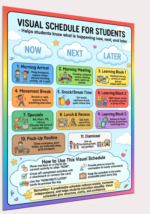 now next later schedule printable poster preview