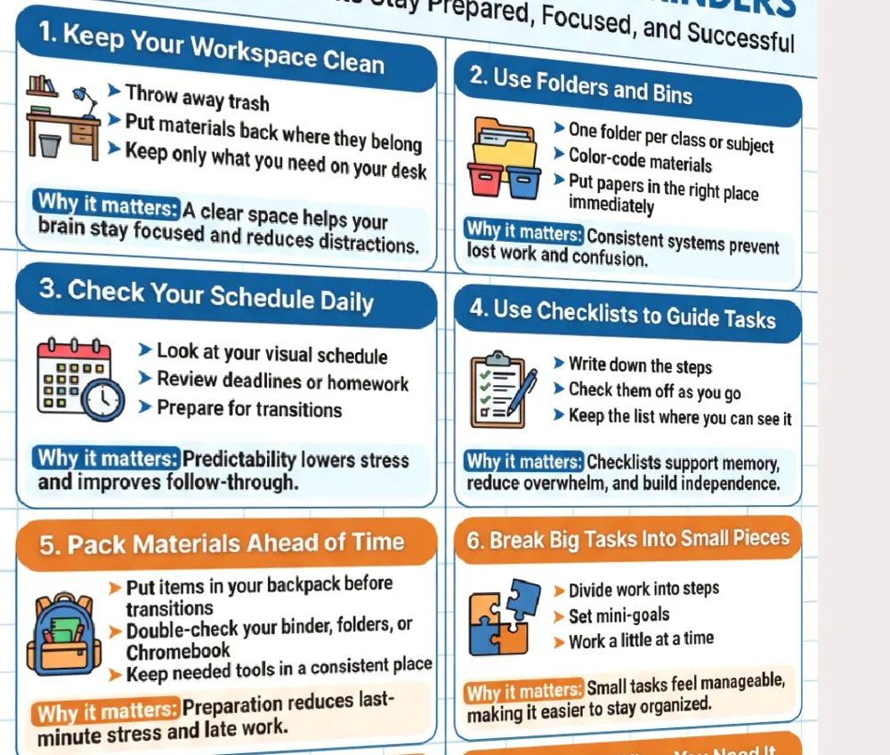 organizational skills printable pages preview