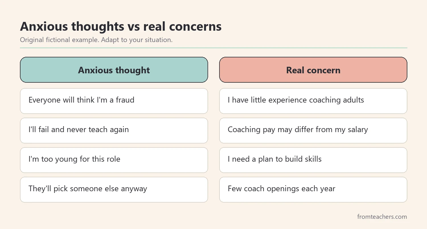 Comparison of anxious thoughts and legitimate concerns about a career move