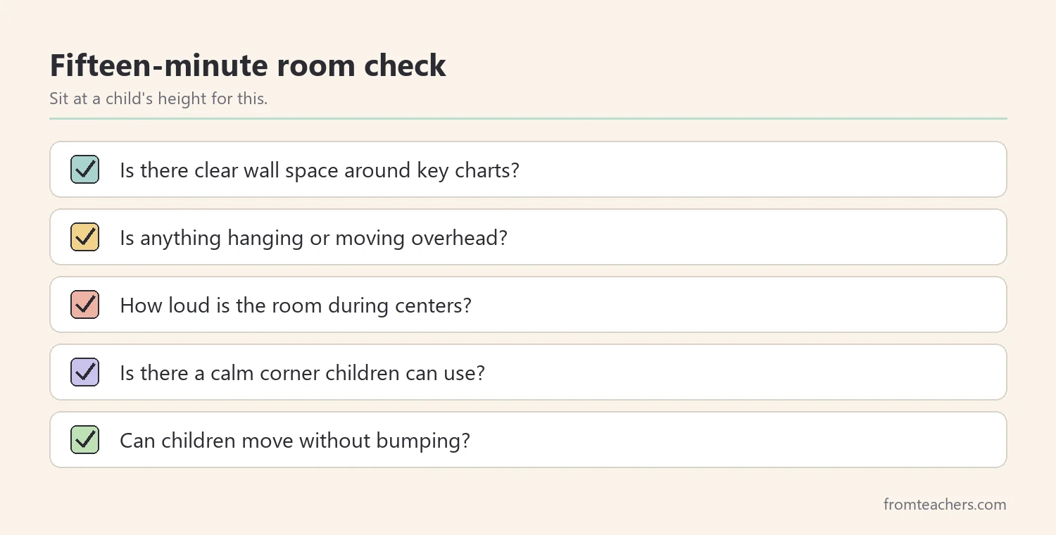 Checklist of five questions for a quick overstimulating classroom check