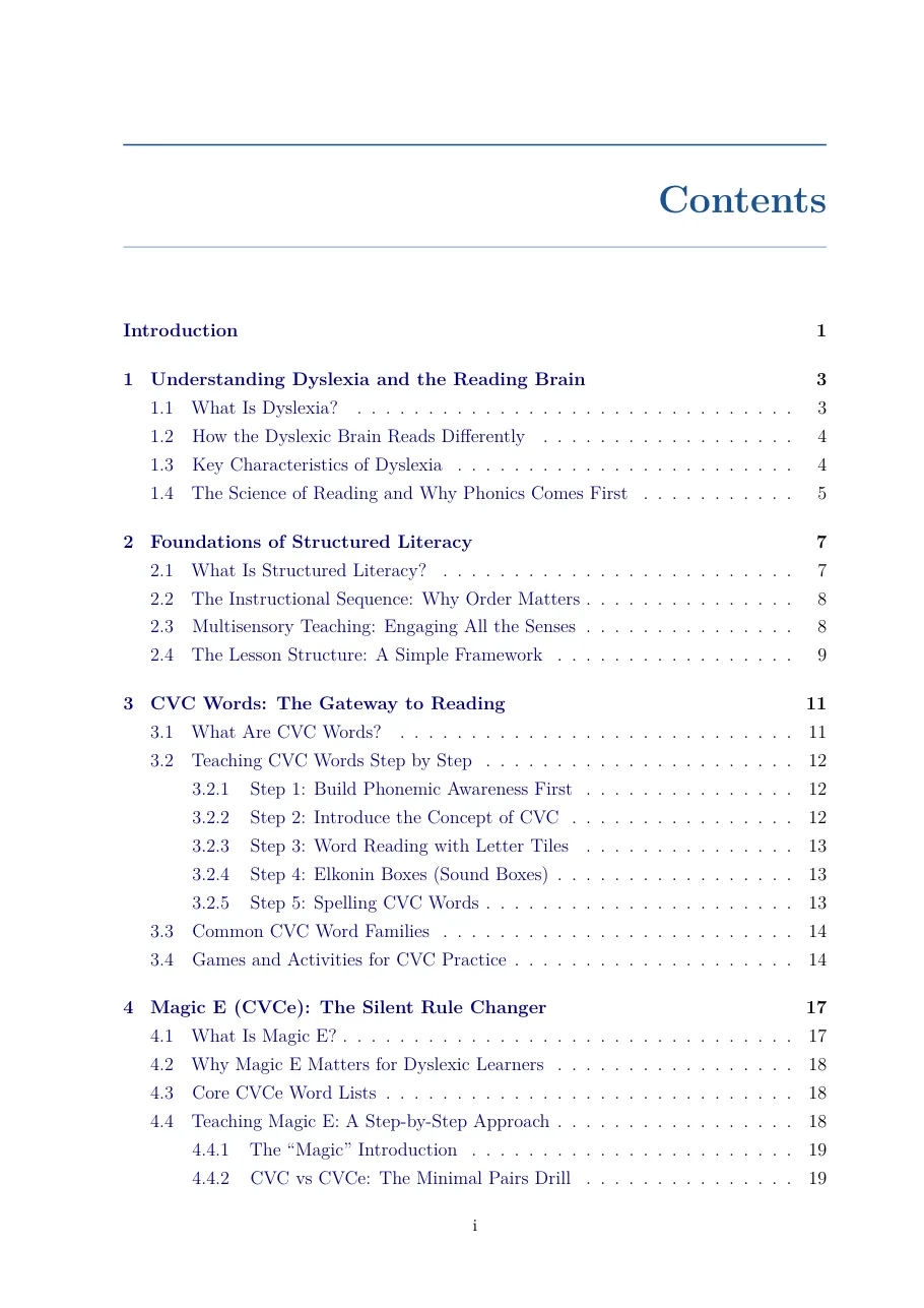 Preview page from the phonics guidebook for dyslexia intervention