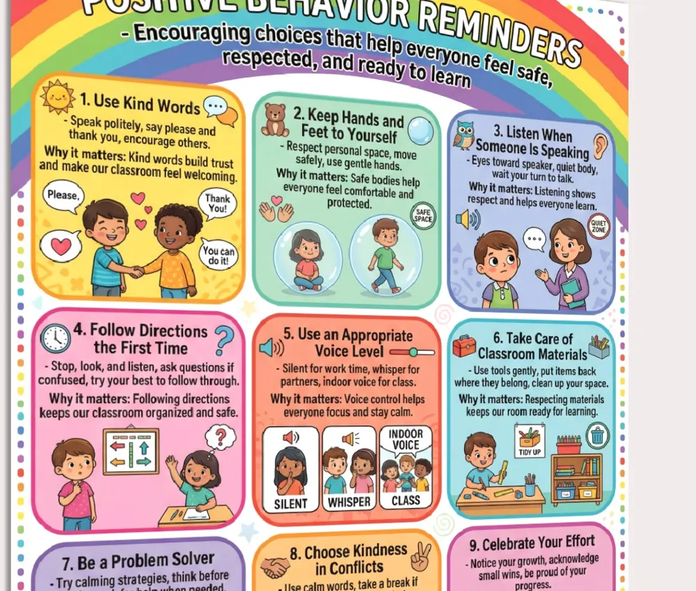 positive behavior reminders printable pages preview