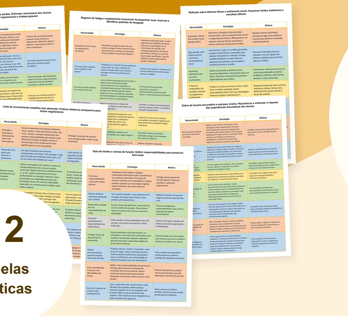 Prévia das tabelas imprimíveis sobre carga emocional e apoio sustentável na educação especial